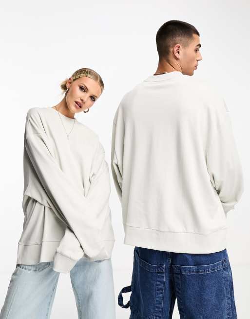 COLLUSION Unisex varsity logo embroidered sweatshirt in stone | ASOS