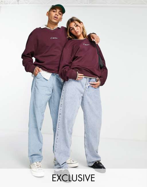 Burgundy best sale sweatshirt outfit