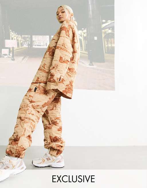 COLLUSION - Unisex - Vatterede joggingbukser med skateprint - Del af sæt