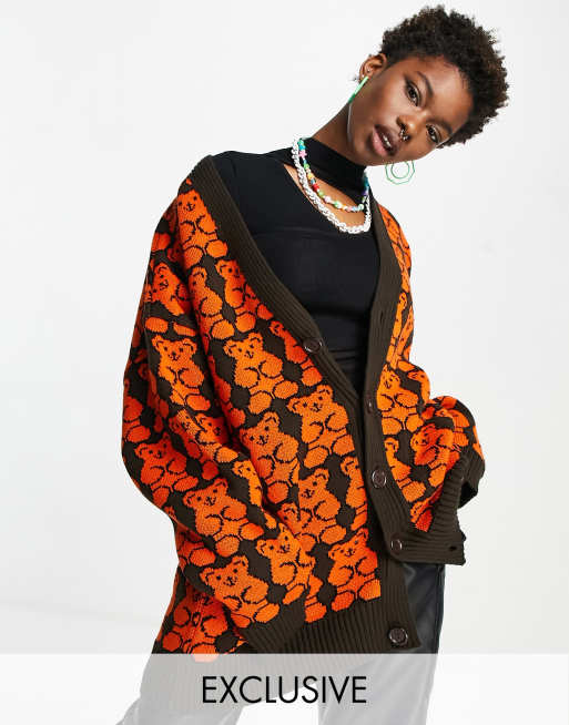 COLLUSION Unisex - Vest met gummybeer-jacquard in bruin en oranje