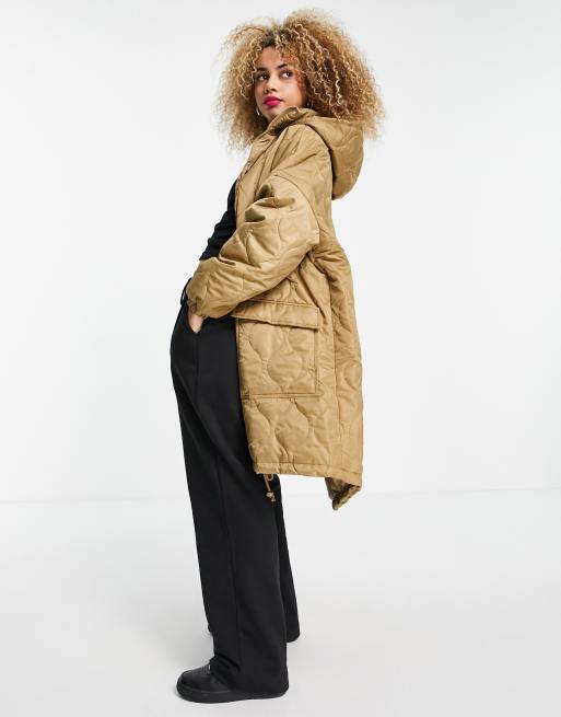Collusion Unisex - Veste matelassée légère à coupe longue - Beige, 4 de 4