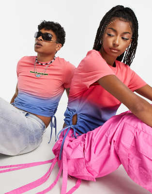 COLLUSION Unisex vintage fit t-shirt with logo print in ombre tie dye - ASOS Price Checker