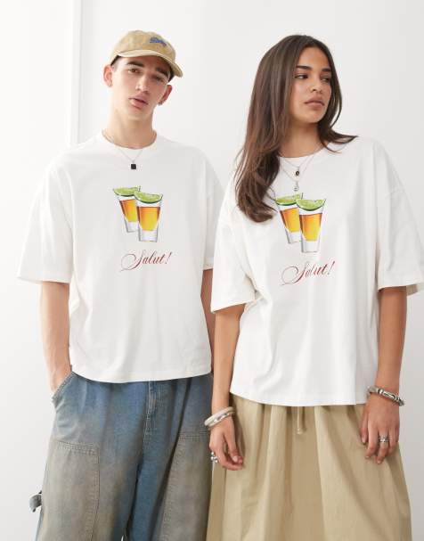 COLLUSION – Unisex – Vit t-shirt i unisex-modell med shots-tryck - view 1