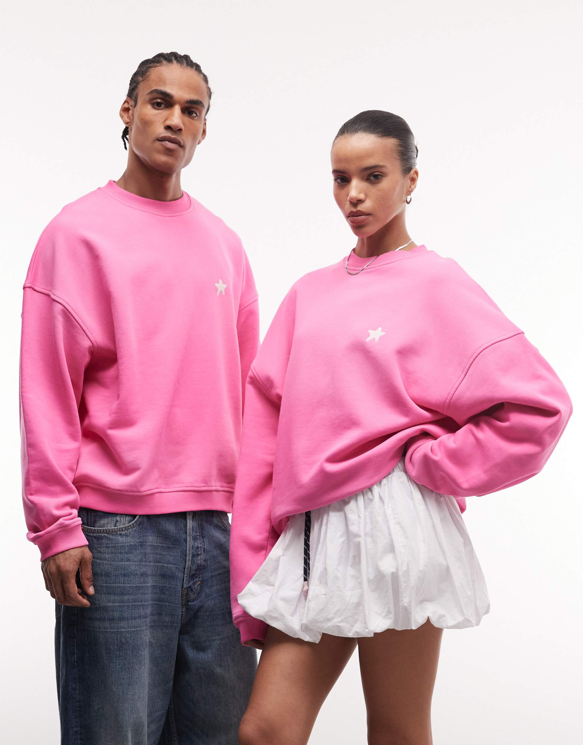 collusion unisex washed pink boxy sweatshirt with embroidery