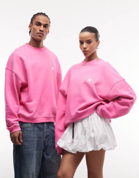 COLLUSION Unisex washed pink boxy sweatshirt with embroidery