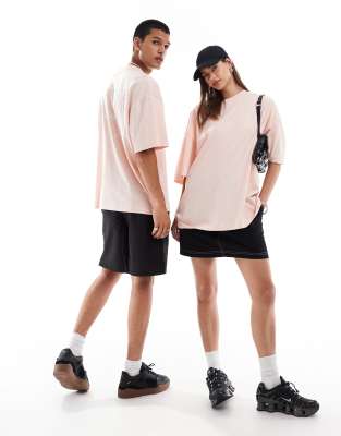 Collusion Unisex Washed Pink T-shirt With Graphic In Pique