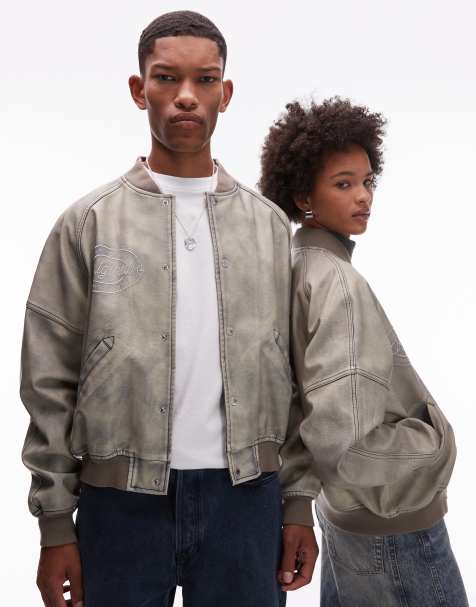 COLLUSION Unisex washed varsity jacket - view 1