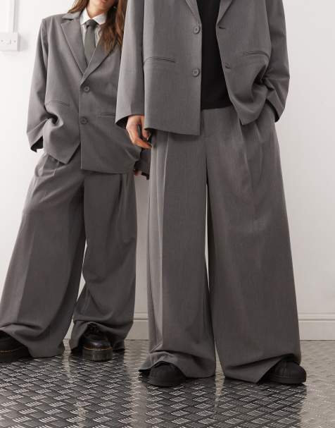 COLLUSION Unisex – Weit geschnittene Hose in Anthrazit, Kombiteil - view 1
