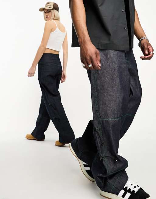 COLLUSION Unisex wide leg joggers with double waistband