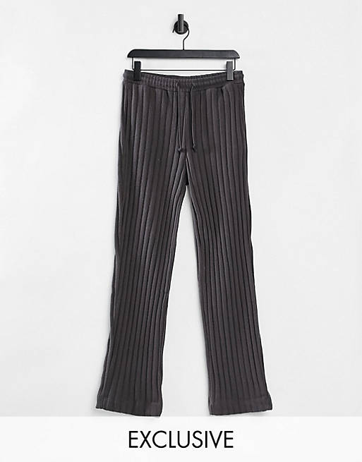 COLLUSION Unisex wide leg joggers in jersey knit in charcoal co-ord