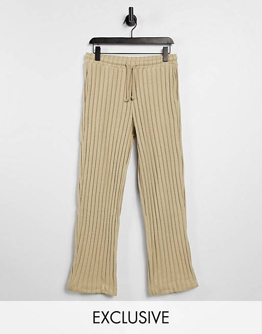 COLLUSION Unisex wide leg joggers in jersey knit in tan co-ord