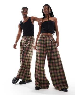 Collusion Unisex wide leg pants in brushed check