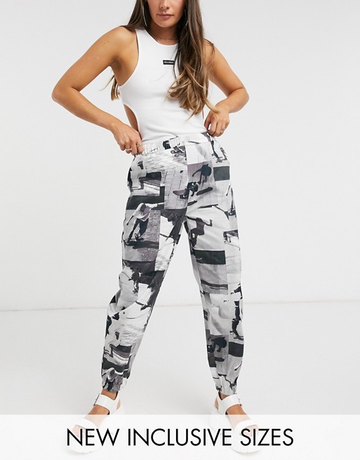 COLLUSION Unisex woven jogger in photographic print
