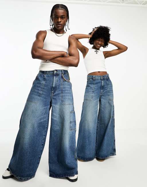 COLLUSION Unisex - x018 - Jean style skateur - Bleu