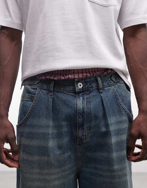 COLLUSION Unisex - XL baggy jeans in middenblauwe wassing, 4 van 5