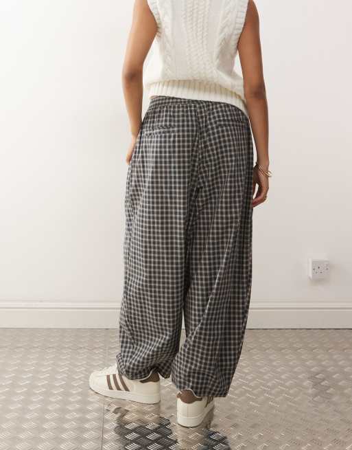 COLLUSION Unisex - XL - Pantaloni a palloncino a quadri scuri, 4 di 5