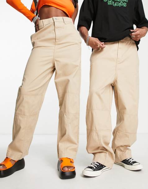 COLLUSION Unisex - Y2K - Pantaloni multitasche in twill color pietra con dettaglio cuciture - view 1