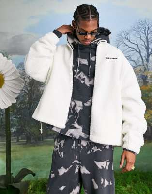 COLLUSION Unisex zip-through fleece jacket in ecru - ASOS Price Checker