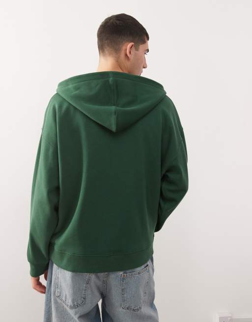 COLLUSION Unisex zip through hoodie in green, 4 of 4