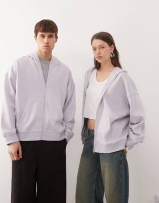 Collusion Unisex Zip Up Hoodie In Purple