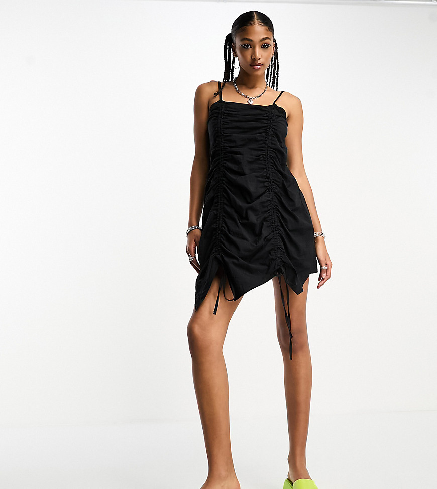 COLLUSION utility cami mini summer dress in black