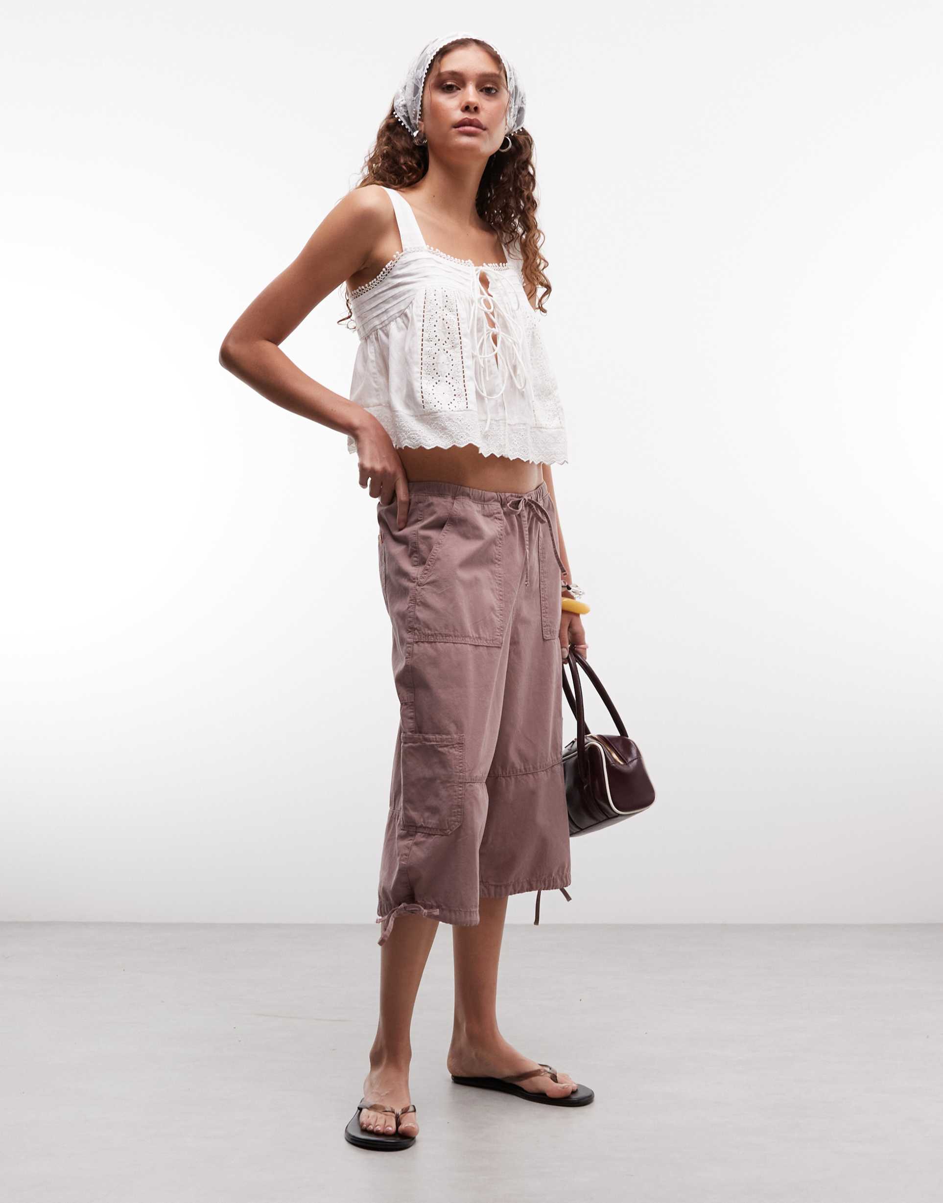 collusion utility capri pants in stone