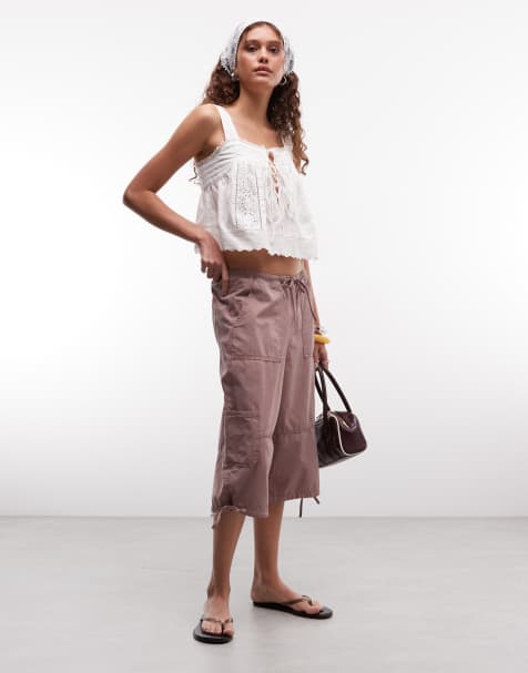 COLLUSION utility capris trouser in stone - view 1