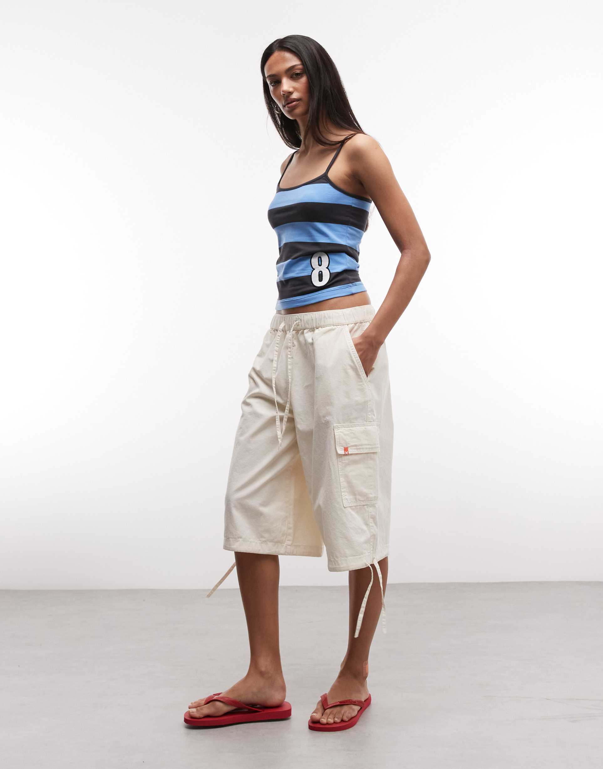 collusion utility cargo jorts in ecru