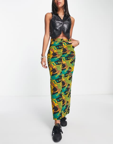 COLLUSION utility maxi skirt in camo print - part of a set - view 1