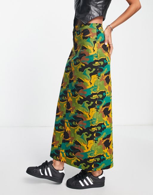 Camo print long skirt online