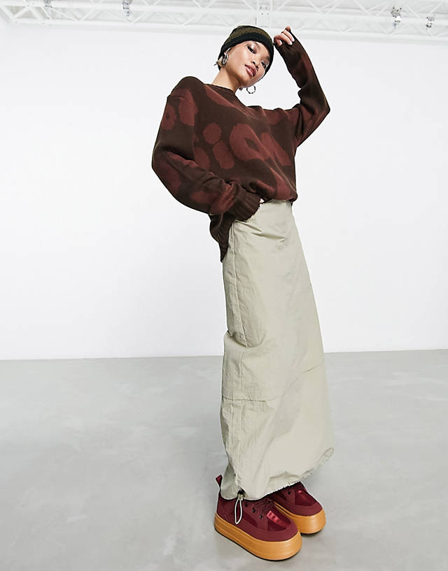 Collusion - utility maxi skirt in khaki