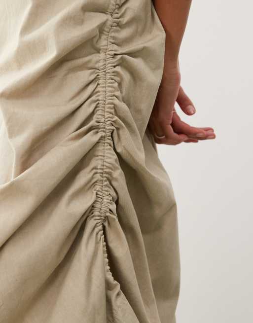 COLLUSION - Utility midi cami-jurk met wassing in stone, 3 van 4