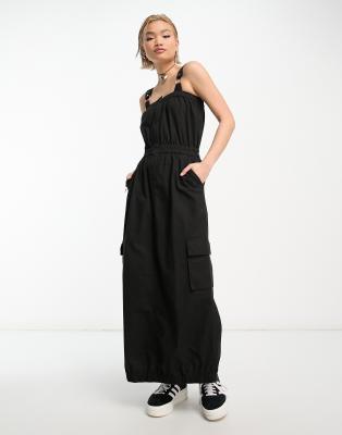 Collusion Utility Midi Dress In Black