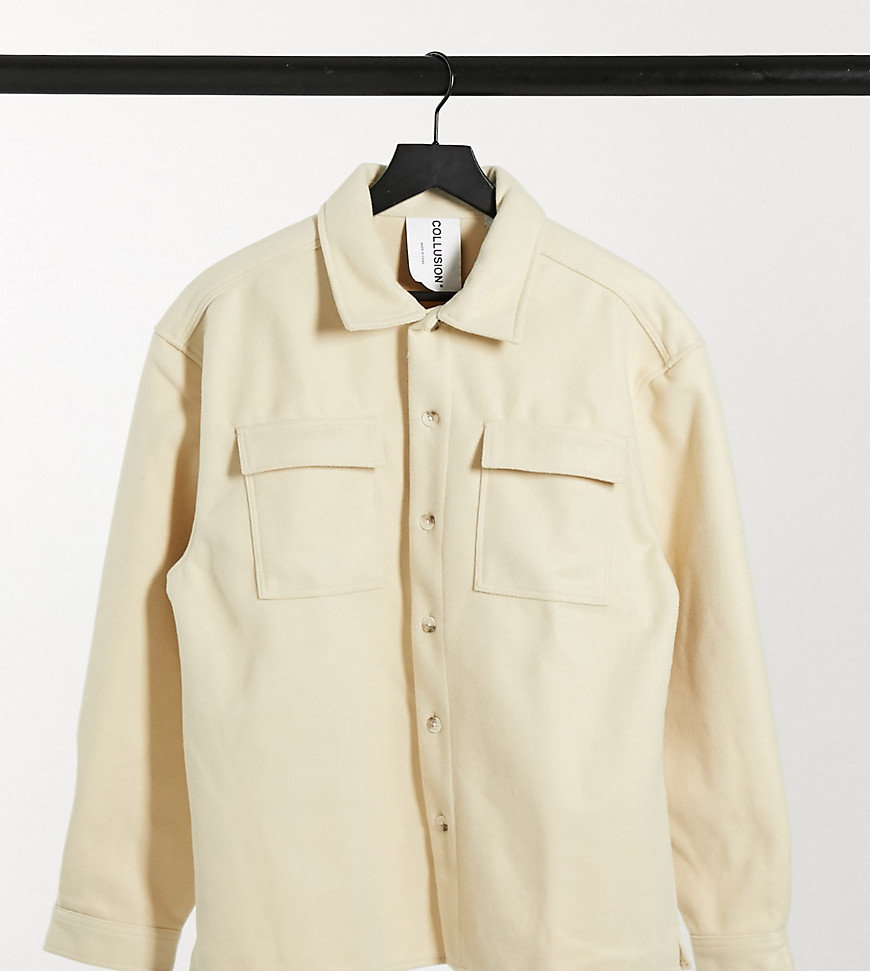 COLLUSION utility shirt in beige felt-Neutral