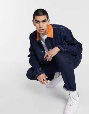 raw blue denim jacket