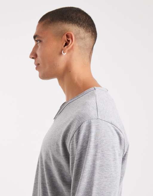 COLLUSION V neck buttonless henley long sleeve t-shirt in grey, 4 of 5