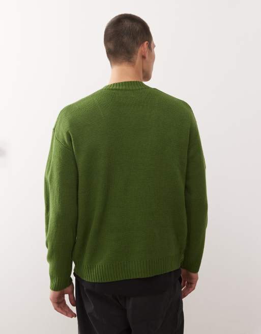 COLLUSION v-neck knit cardigan in khaki