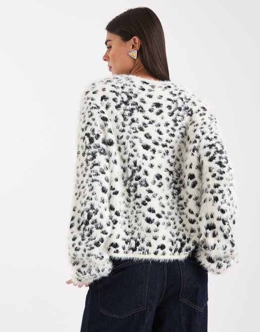 COLLUSION - Vamset cardigan i strik med sneleopardmønster, 4 af 4