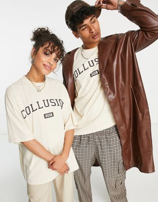 COLLUSION varsity t-shirt in stone