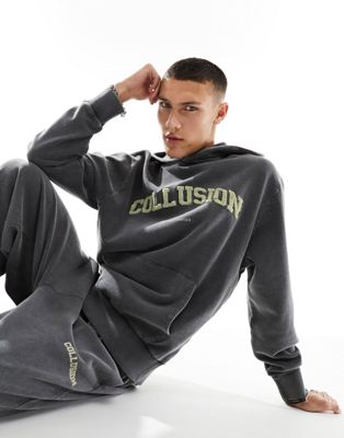 COLLUSION varsity hoodie in grey