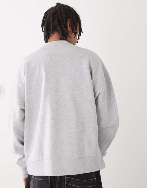 COLLUSION Varsity printed sweat in grey marl, 4 of 4