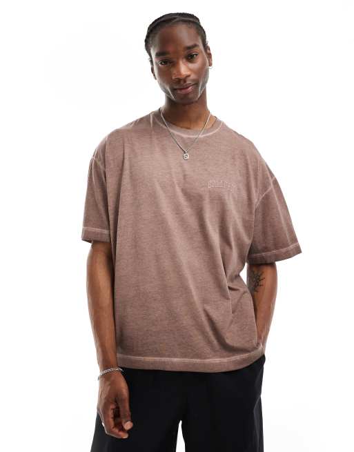 COLLUSION – Varsity – Skater-T-Shirt in verwaschenem Braun