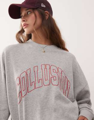 Collusion Varsity Sweatshirt In Gray