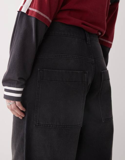COLLUSION - Vasket sorte jorts i denim, 3 af 5
