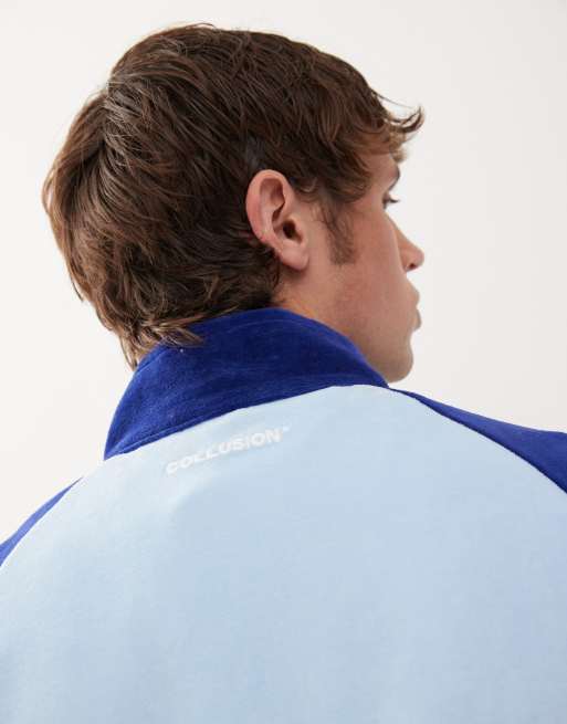 COLLUSION velour panelled jacket in blue (Part of a set)