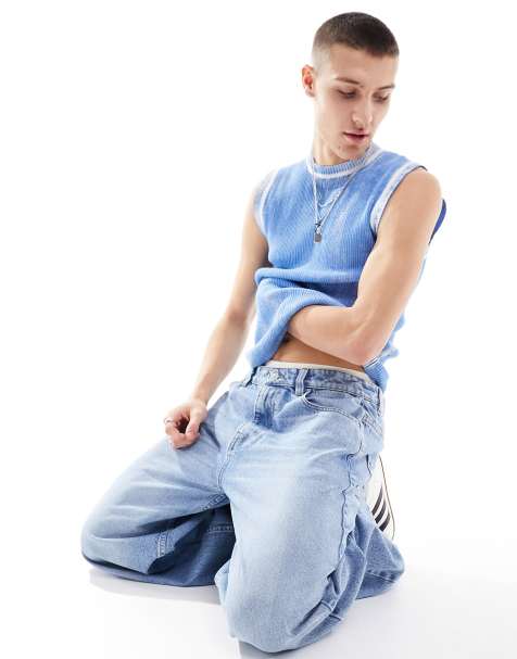 Collusion – Verwaschenes Strick-Trägertop in Blau mit Distressed-Optik - view 1