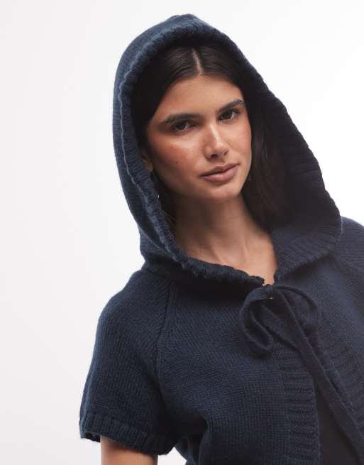 COLLUSION vest met capuchon en striksluiting in navy, 3 van 4