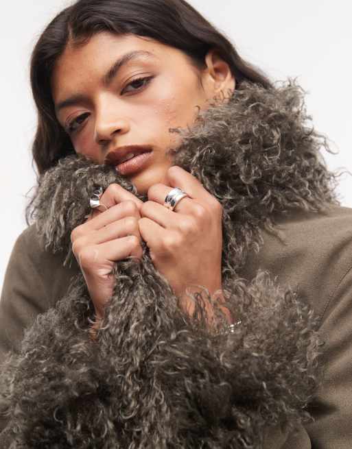 COLLUSION veste afghane à bordure faux-fur verte, 3 de 4