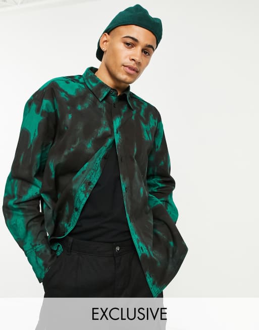 COLLUSION - Veste chemise oversize effet tie-dye - Vert
