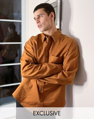 Chemises COLLUSION - Veste chemise utilitaire en sergé - Marron rouille